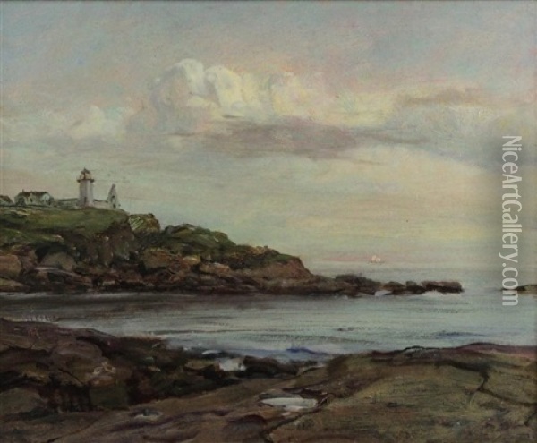 The Nubble Light, Cape Nedlick, Maine Oil Painting - Howard Russell Butler