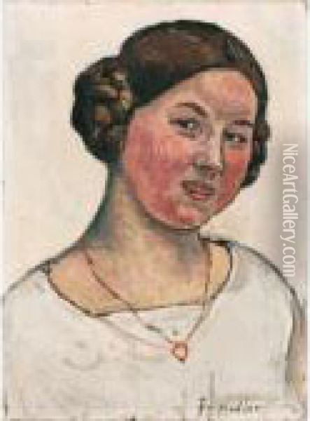 Junge Schweizerin Mit Halsband Oil Painting - Ferdinand Hodler