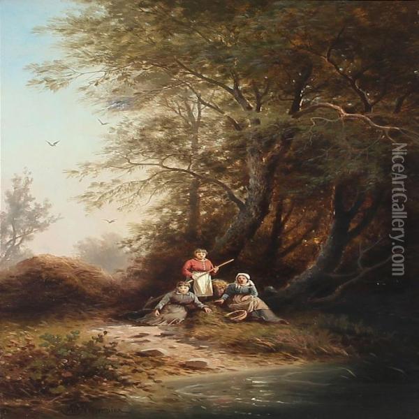 Mittagsruhe Auf Der Heide. 
Motif Bei Salzburg Oil Painting - Albert Rieger