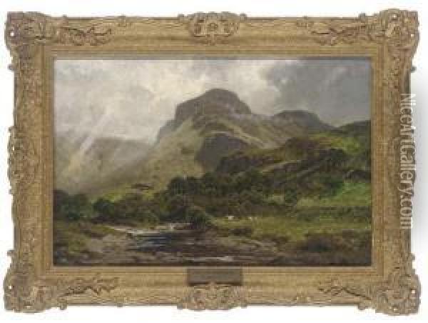 Eagle Crag, Borrowdale Oil Painting - James Peel