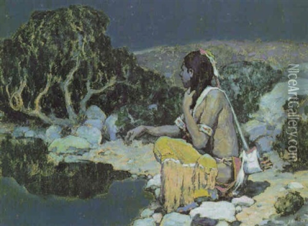 Moonlight Reverie Oil Painting - Eanger Irving Couse