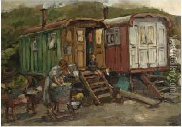 Gipsy Camp Oil Painting - Abraham Fresco