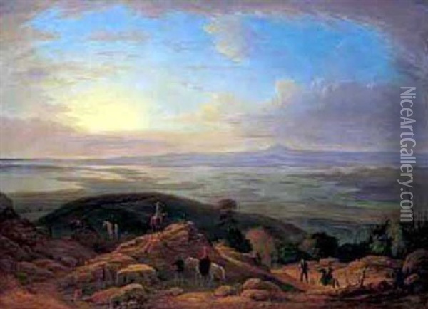 Majestic View At Day's End - View Of Lake Winnipesaukee From Red Hill, New Hampshire Oil Painting - Victor de Grailly