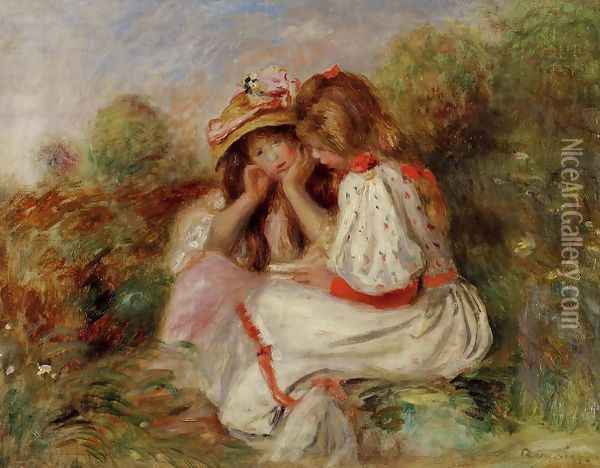 Two Little Girls Oil Painting - Pierre Auguste Renoir
