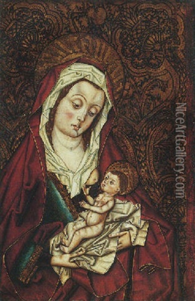 The Virgin And Child Oil Painting - Fernando Gallego y Taller