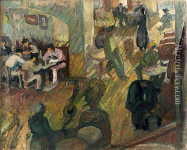 Le Cafe, Sardaigne, 1915 Oil Painting - Maurice Albert Loutreuil