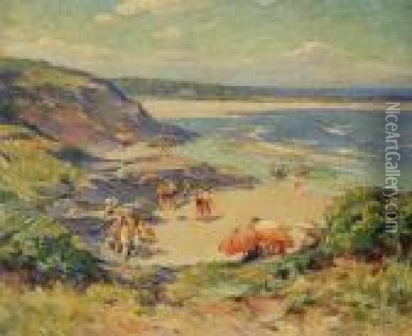Beach Scene Oil Painting - Mabel May Woodward