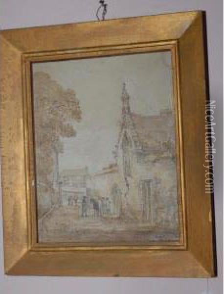 Part Of The Old School House, Ottery St.mary Oil Painting - Thomas Hearne