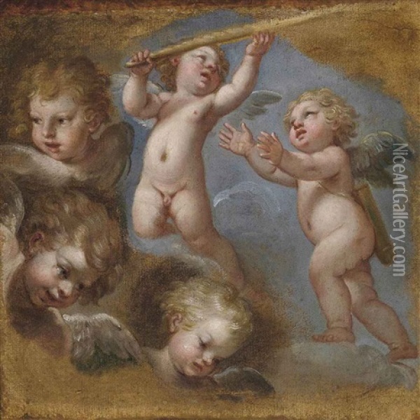 Studies Of Putti Oil Painting - Michel Corneille the Younger