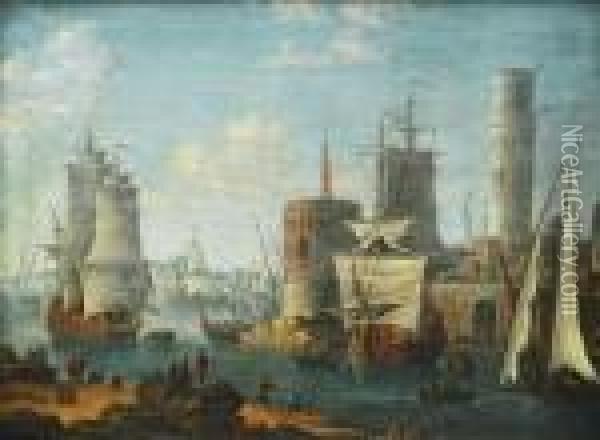 Paysages Portuaires Oil Painting - Orazio Grevenbroeck