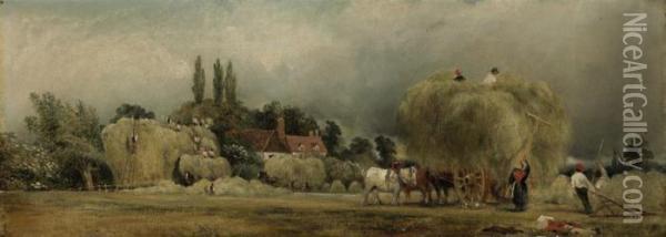 Carting Hay Oil Painting - Frederick Waters Watts