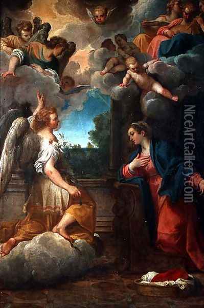 The Annunciation Oil Painting - Agostino Carracci