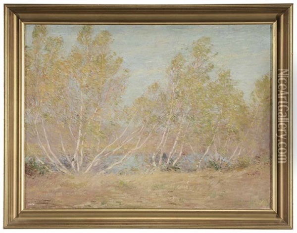 Birches In Autumn Oil Painting - William S. Robinson