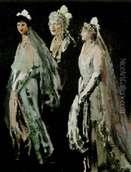 The Lady Duveen Of Millbank, The Hon. Dorothy And Miss Sheilagh Morrison-bell Oil Painting - John Lavery