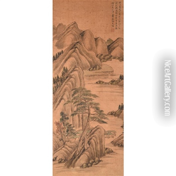 Landscape Hanging Scroll Oil Painting -  Xi Gang