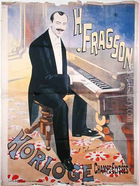 Poster advertising Harry Fragson 1869-1913 in concert at lHorloge, Champs-Elysees, Paris, c. 1900 Oil Painting - Emile Tabouret