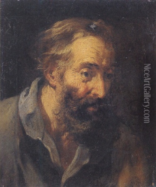 Head Of A Bearded Man Oil Painting - Gregorio de Ferrari