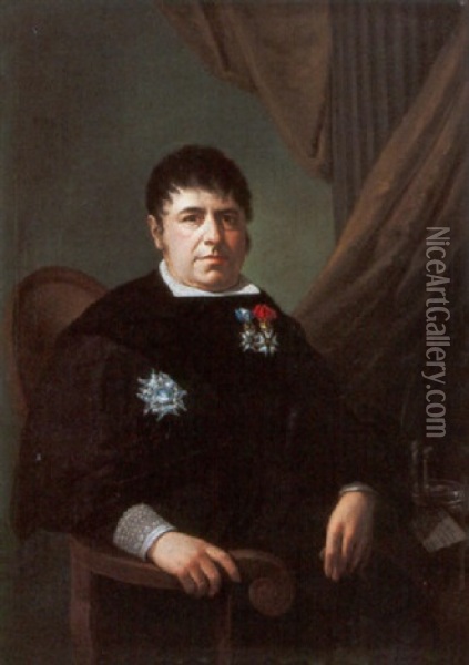 Retrato De Caballero Oil Painting - Vicente Rodes Y Aries