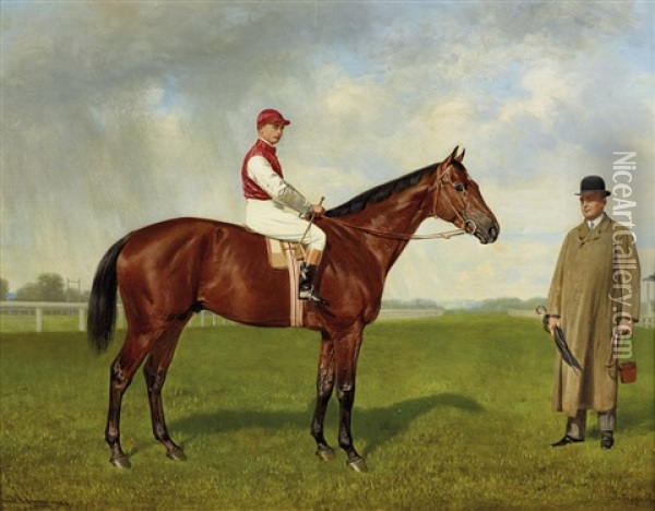 Jockey Zu Pferd (intrygant) Nach Rechts Oil Painting - Emil Adam