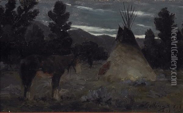 Crow Camp Oil Painting - Elling William Gollings