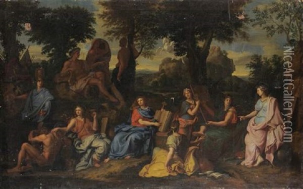 Apollon Et Les Muses Oil Painting - Nicolas Pierre Loir