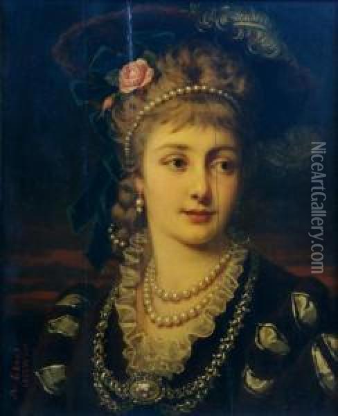 Portrait Of A Lady Oil Painting - Anton Ebert