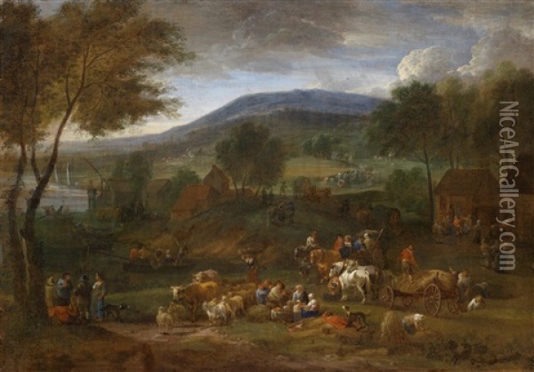 Weite Landschaft Mit Bauerlicher Staffage Oil Painting - Adriaen Frans Boudewyns the Elder