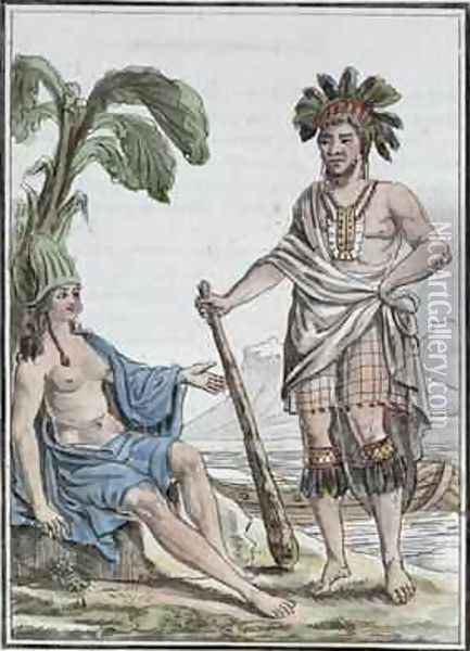 A Man and Woman from Easter Island from Encyclopedie des Voyages Oil Painting - Jacques Grasset de Saint-Sauveur