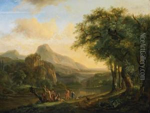 Antike Landschaft Mit Bacchanten Oil Painting - Alexandre-Jean Noel