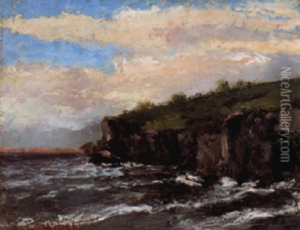 Petite Falaise En Bord De Lac Oil Painting - Gustave Courbet