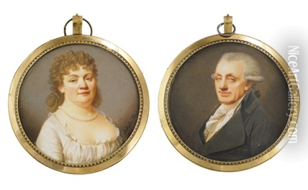 One Pair Of Portraits Possibly Depicting Merchant Christian Eberstein (1738-1816) And His Wife Maria Carolina Von Aken (1750-1814) Oil Painting - Domenico Bossi