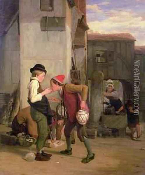 Lending a Bite Oil Painting - William Mulready