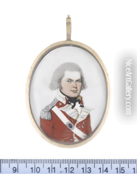 Captain Benjamin Follett Of The 13th Regiment Of Foot (d.1833), Wearing Red Coat With White Facings, Silver Lace, Buttons And Epaulettes... Oil Painting - Frederick Buck