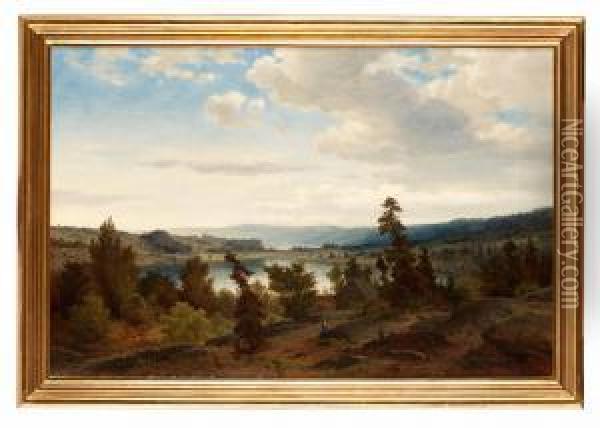 Insjolandskap Oil Painting - Axel Wilhelm Nordgren