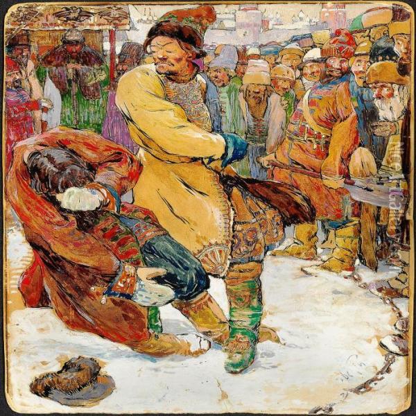 The Song Of The Merchant Kalashnikov Oil Painting - Dimitri Kardovsky
