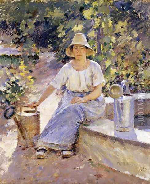 Watering Pots Oil Painting - Theodore Robinson