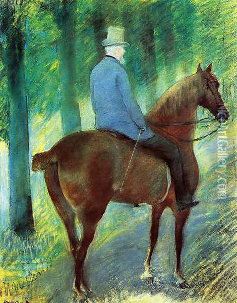 Mr Robert S Cassatt On Horseback Oil Painting - Mary Cassatt