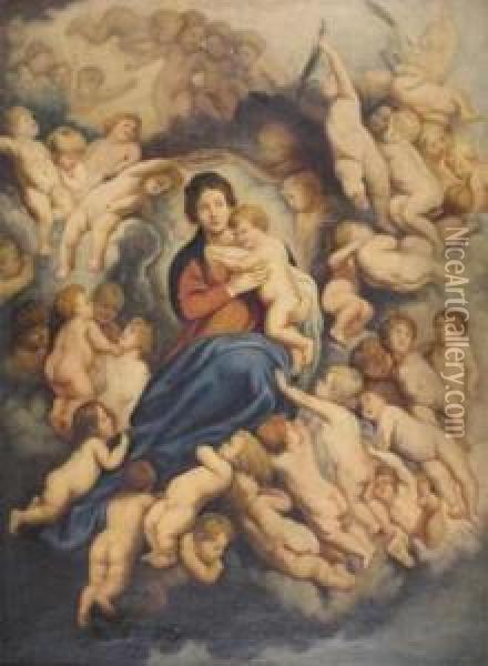 The Virgin And Child Surrounded By The Holy Innocents Oil Painting - Peter Paul Rubens