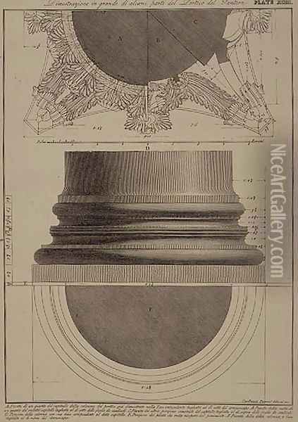 Plate XCIII Large scale illustration of a detail from the Portico of the Pantheon from Vedute, first published in 1756, pub. by E. and F.N. Spon Ltd., 1900 Oil Painting - Giovanni Battista Piranesi
