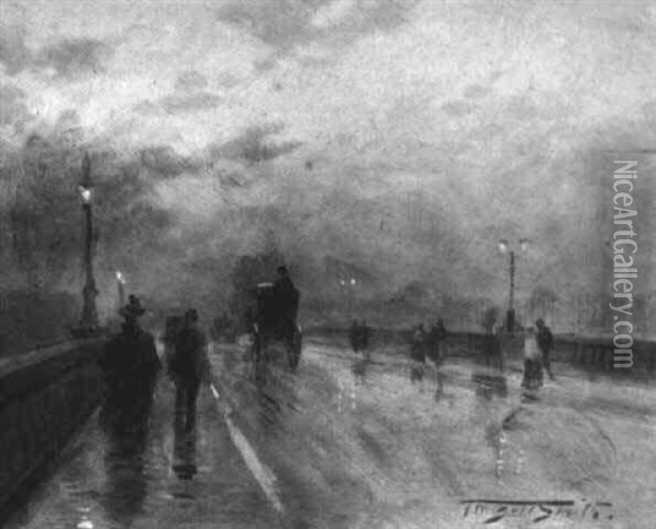 Dusk, Westminster Bridge, London Oil Painting - Frederic Marlett Bell-Smith
