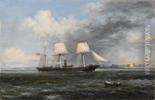 United States Steamer Kearsage Leaving Boston Harbor Oil Painting - Xanthus Russell Smith