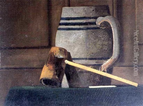 Mug And Pipe On A Table Oil Painting - John Frederick Peto