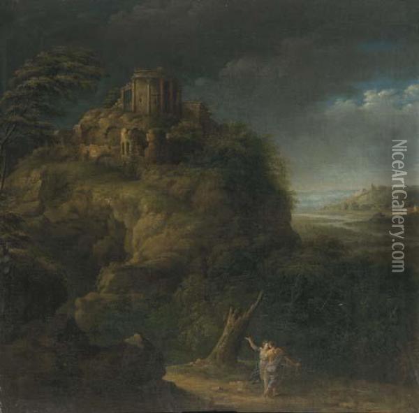 The Tempel Of Vesta Oil Painting - Pieter the Younger Mulier
