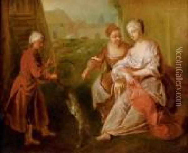 Jeux Dans Une Cour De Ferme, Vers 1720 Oil Painting - Francois de Troy