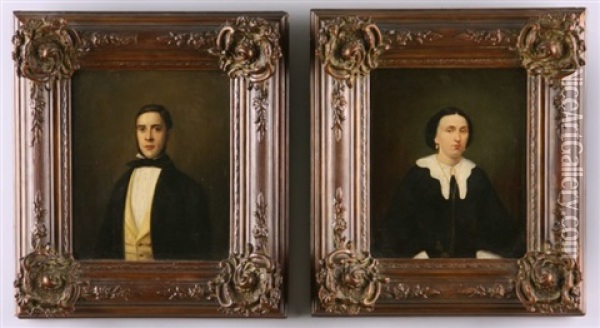 Gentleman's Portrait (+ Another; Pair) Oil Painting - Leendert de Koningh the Younger