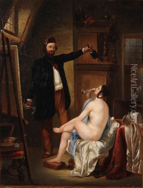 Le Peintre En Conversation Avec Son Modele Oil Painting - Ferdinand de Braekeleer the Elder