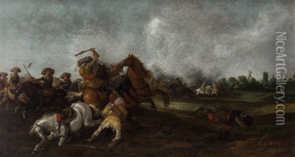 Cavalry Scene Oil Painting - Anthonie Palamedesz