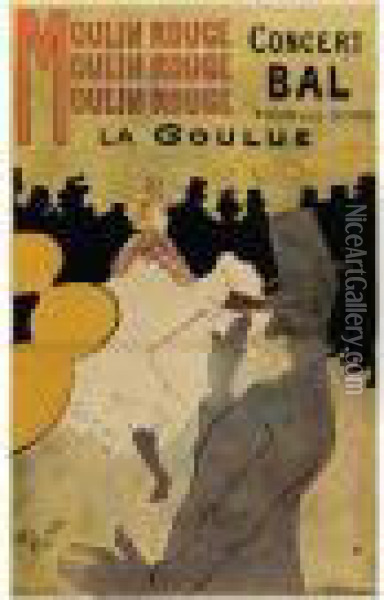 Moulin Rouge, La Goulue (d. 339; A. 1; Adr. 1; W. P1) Oil Painting - Henri De Toulouse-Lautrec