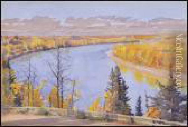 River In Autumn Oil Painting - Joseph Walter West