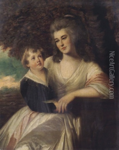 Bildnis Einer Mutter Mit Ihrem Sohn Oil Painting - Sir William Beechey